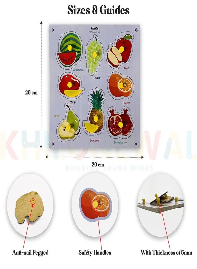 Khilonewale Combo of 6 Wooden Knob Puzzles for Toddlers - 20×30 cm Learning Boards for 3+ Years Kids Toys Boys, (Combo 1) - Image 2
